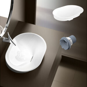 Vive 54.7 cm oval wash basin with hidden drain in White colour