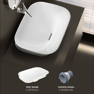 Vive 55.2 cm rectangular wash basin with hidden drain in White colour